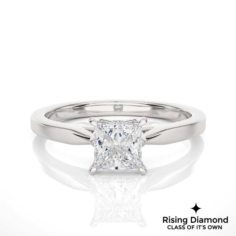1.01 Ct Princess Cut Colorless Moissanite Solitaire Engagement Ring