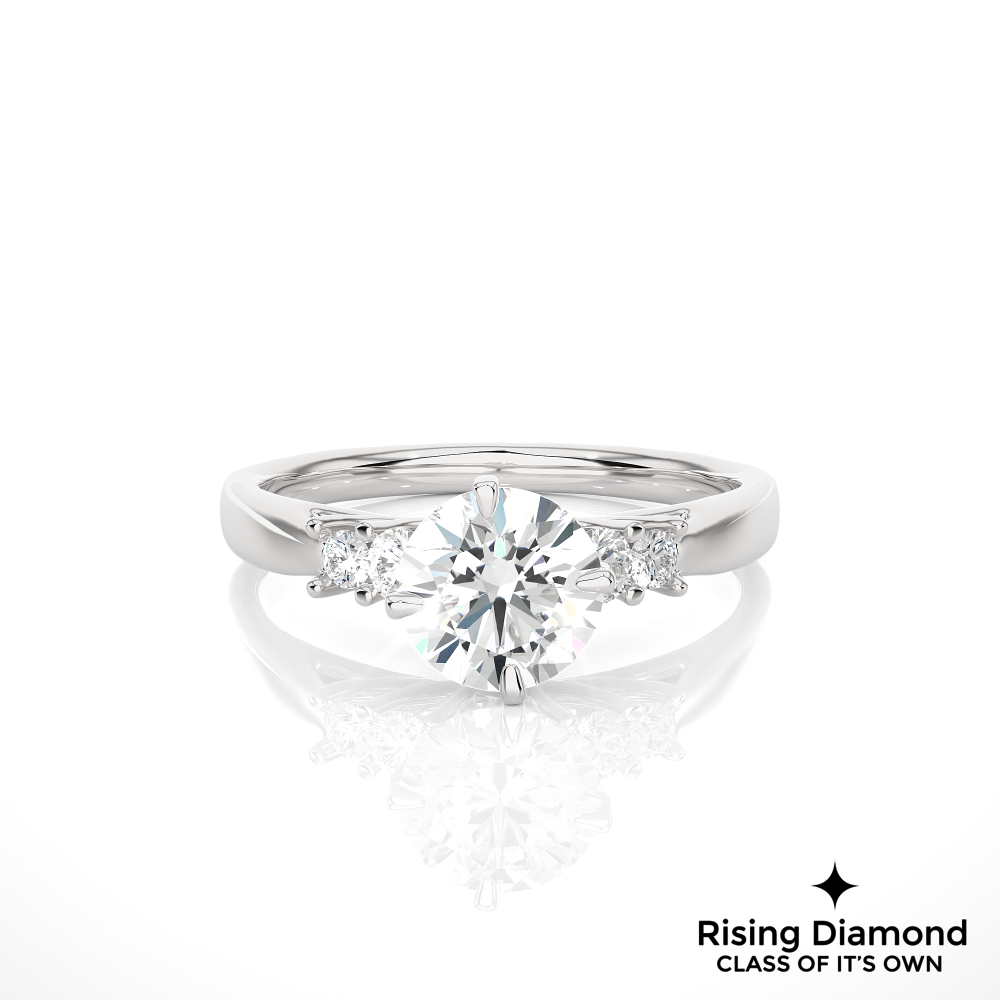 0.97 Ct Round Cut Colorless Moissanite Engagement Ring