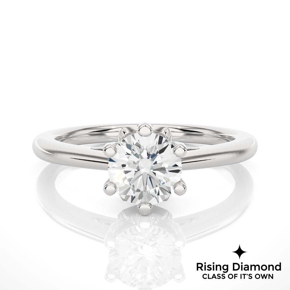 1.03 Ct Round Cut Colorless Moissanite Six Prong Engagement Ring