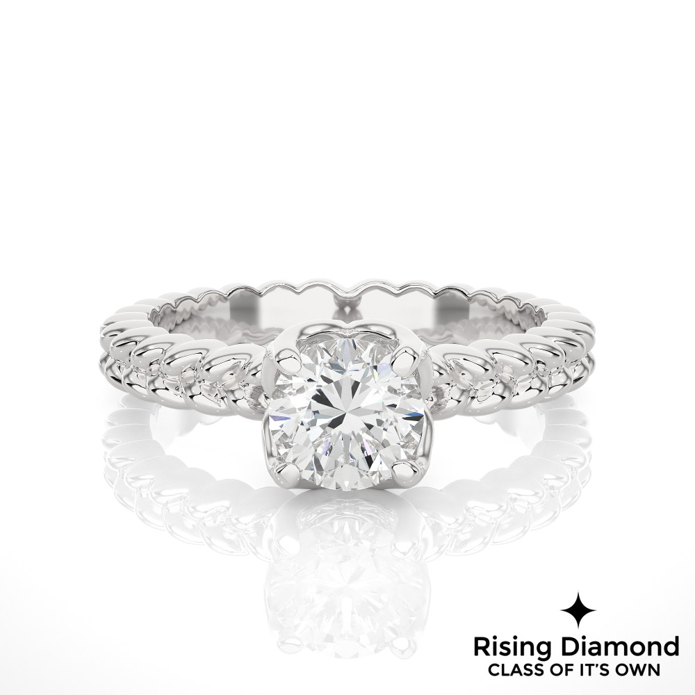 1.04 Ct Round Cut Colorless Moissanite Solitaire Engagement Ring