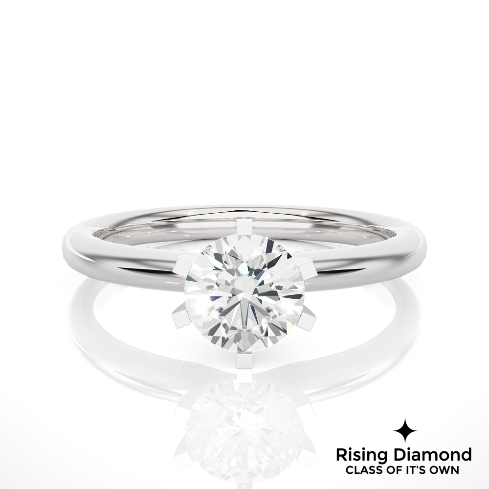 1.18 Ct Round Cut Colorless Moissanite Solitaire Engagement Ring