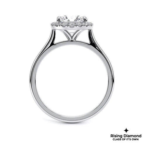 1.05 Ct Round Cut E-VS2 Lab Grown Diamond Halo Engagement Ring