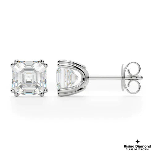 1.00 Ct For Each Asscher Cut Diamond Stud Earring