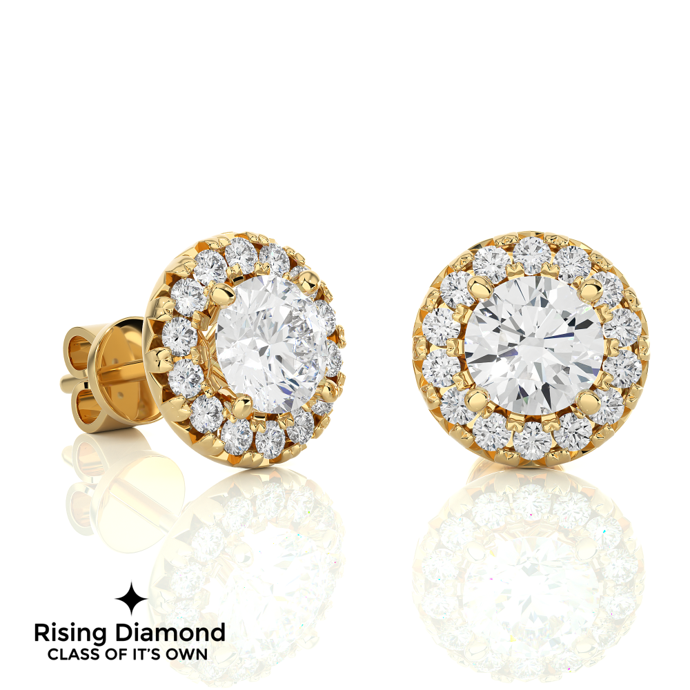 1.15 TCW For Each Round Cut EF-VS Lab Grown Diamond Halo Earring
