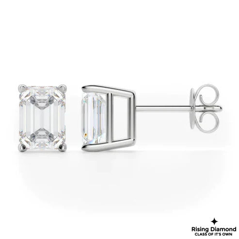 1.06 Ct For Each Emerald Cut EF/VS Lab Grown Diamond Stud Earring