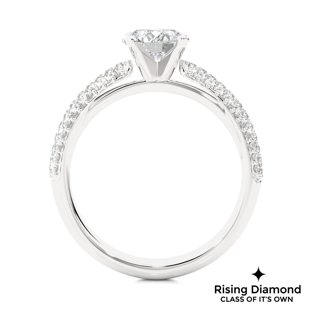 1.02 Ct Round Cut Colorless Moissanite Gold Engagement Ring