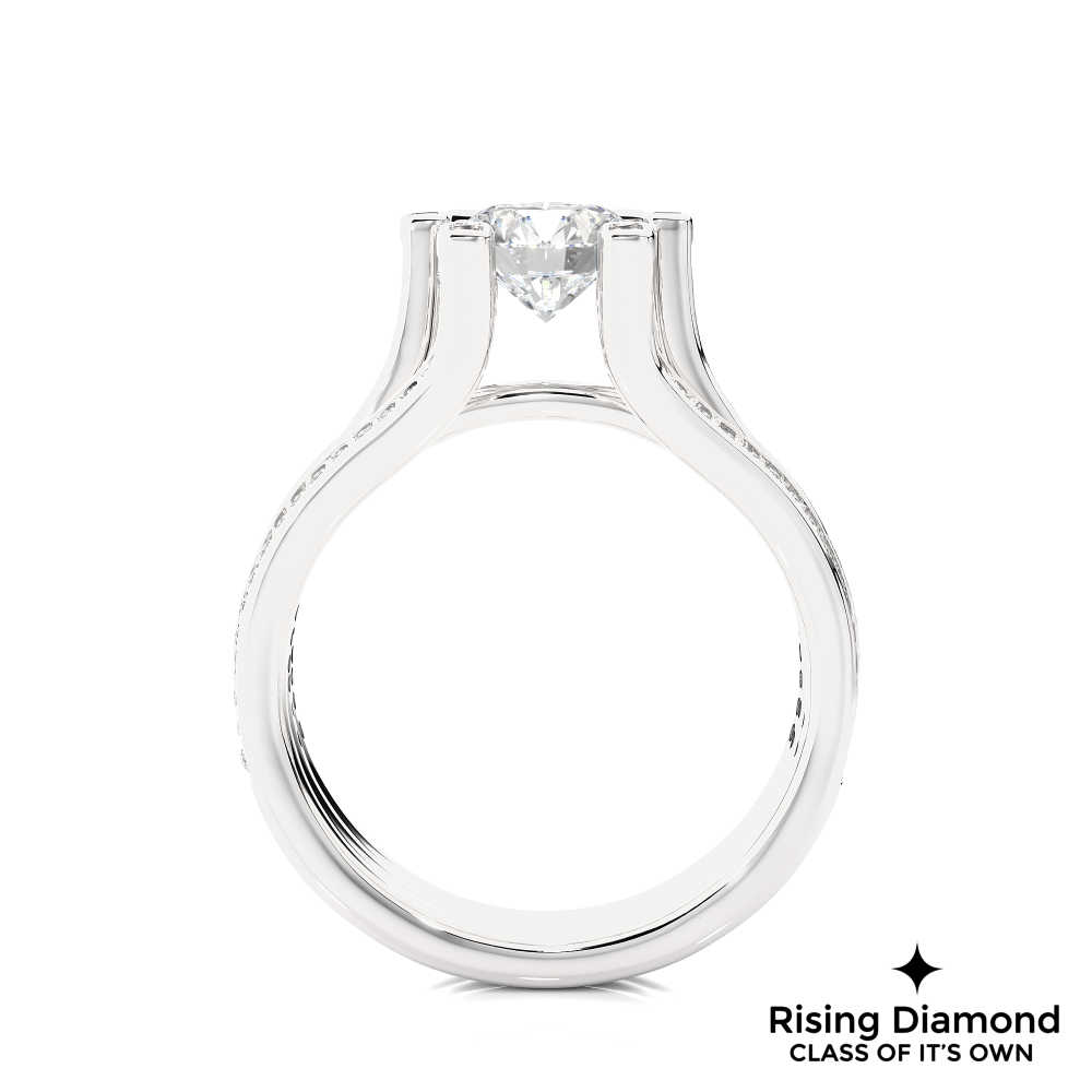 1.04 Ct Round Cut Colorless Moissanite Engagement Ring