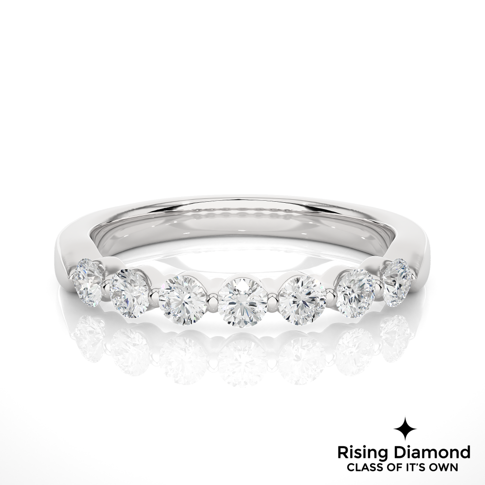 0.52 CTW Round Cut Lab Grown Diamond Eternity Wedding Band in Bubble Prong Setting