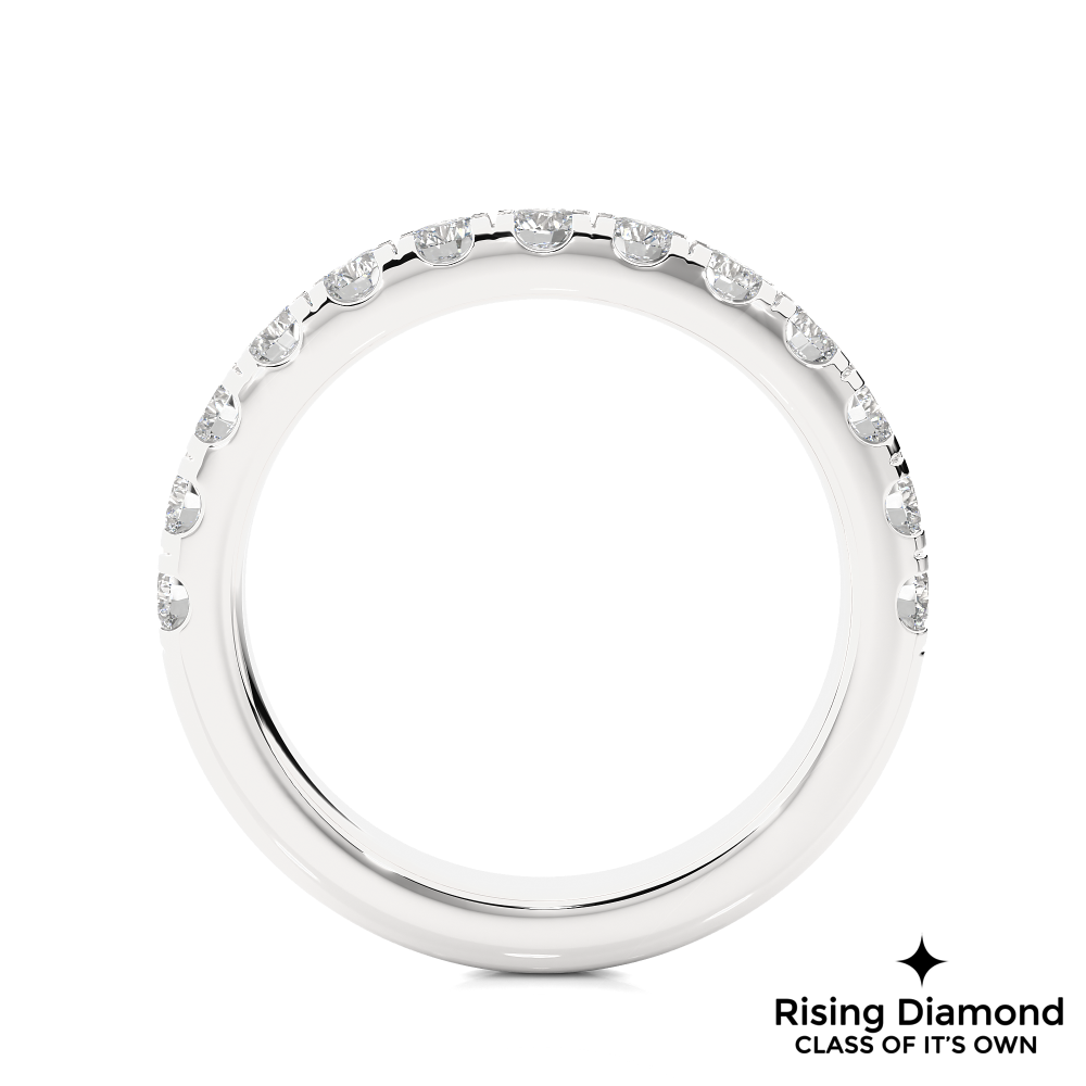 1.01 CTW Round Cut Lab Grown Diamond Half Eternity Wedding Band in V Pave Setting
