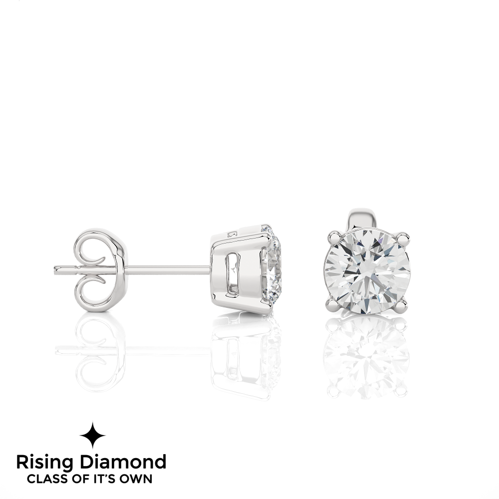 1.01 Ct For Each Round Cut Lab Grown Diamond Stud Earring