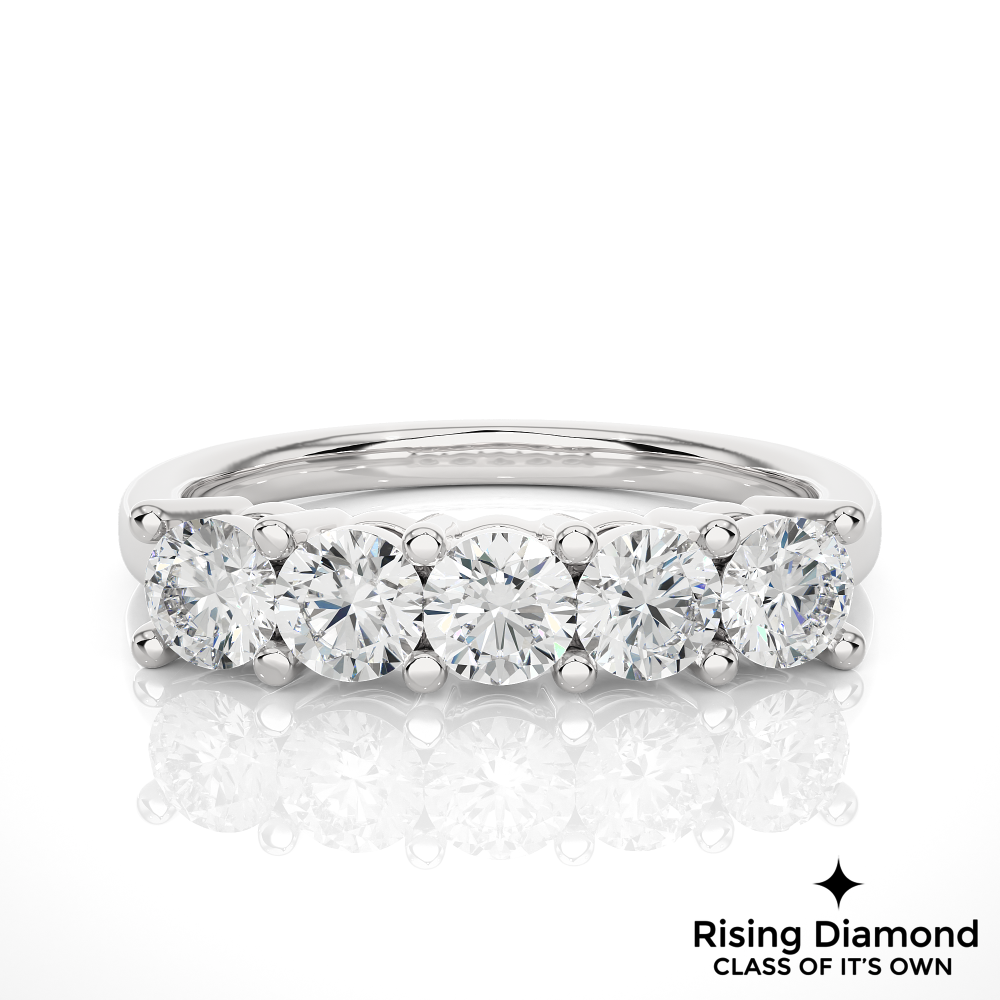 0.52 CTW Round Cut Lab Grown Diamond Five Stone Ring