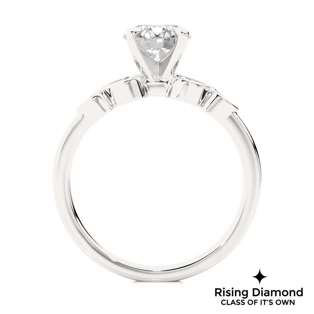 1.55 Ct Round Cut Colorless Moissanite Engagement Ring