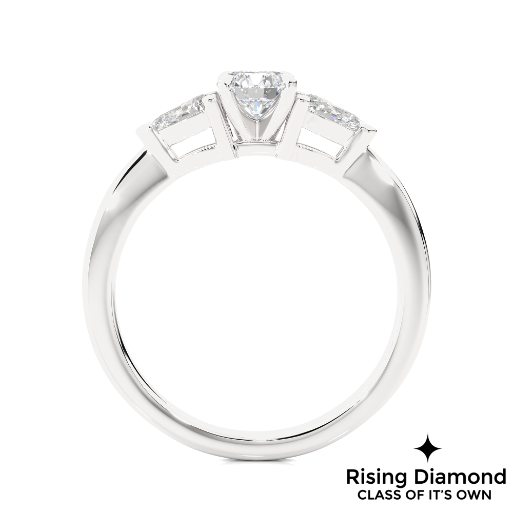 1.16 Ct Round Cut Colorless Moissanite Three Stone Engagement Ring