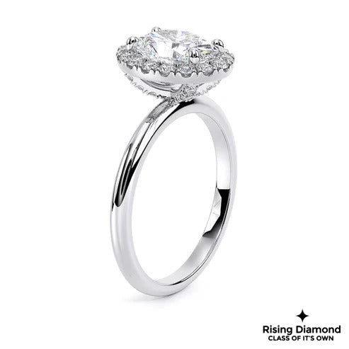 1.95 Ct Oval Cut G-VS1 Lab Grown Diamond Halo Engagement Ring