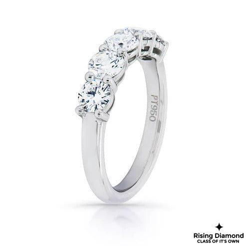 1.5 CTW Round Cut Colorless Moissanite Five Stone Band
