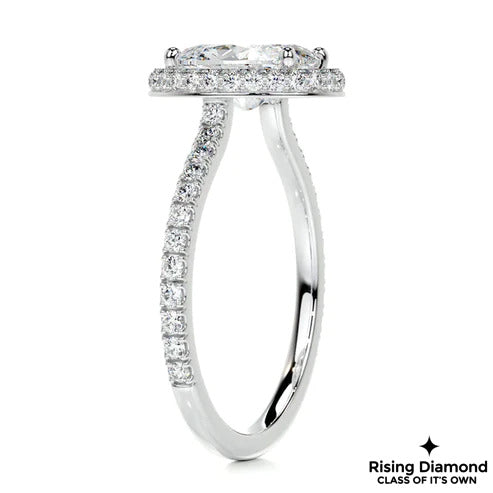 4.8 Ct Oval Cut Colorless Moissanite Halo Engagement Ring