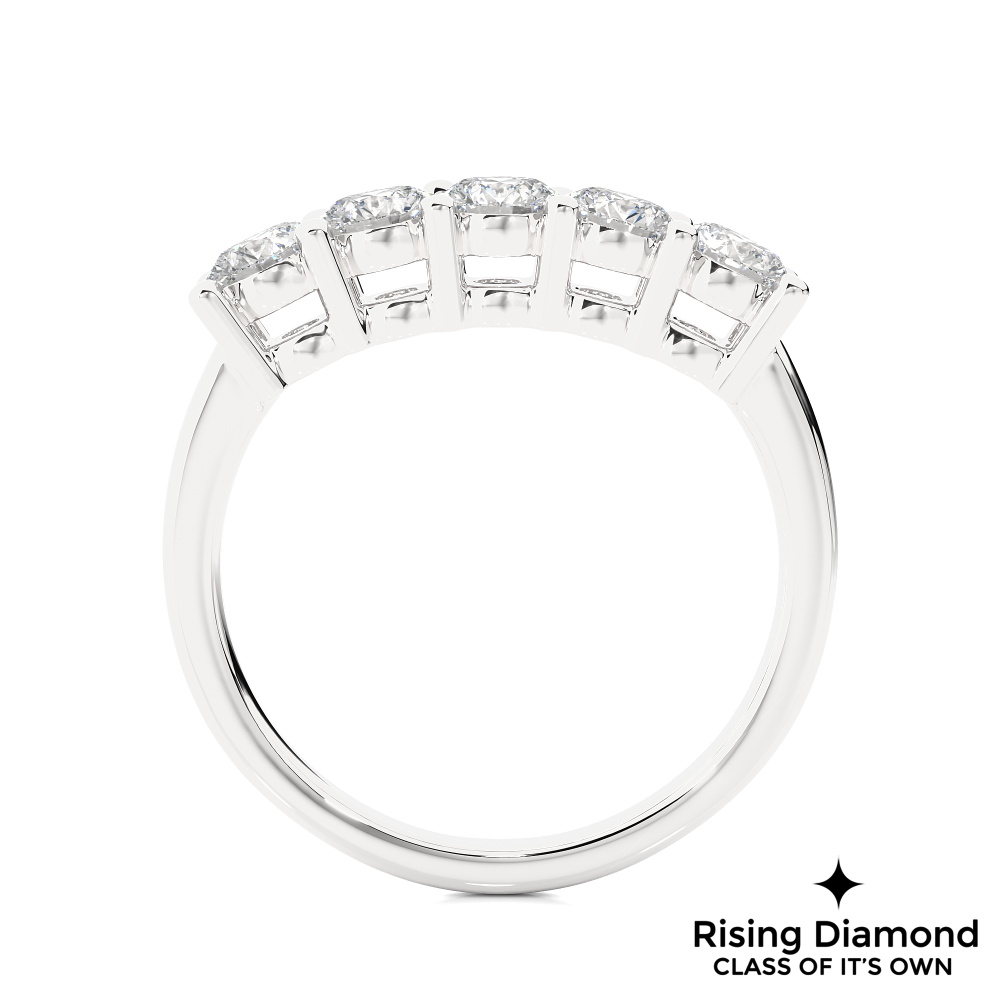 0.52 CTW Round Cut Lab Grown Diamond Five Stone Ring