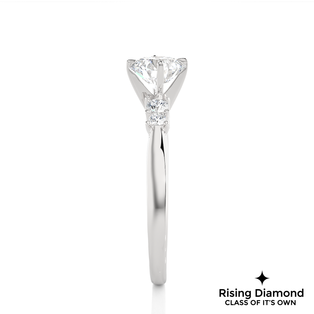 0.97 Ct Round Cut Colorless Moissanite Engagement Ring