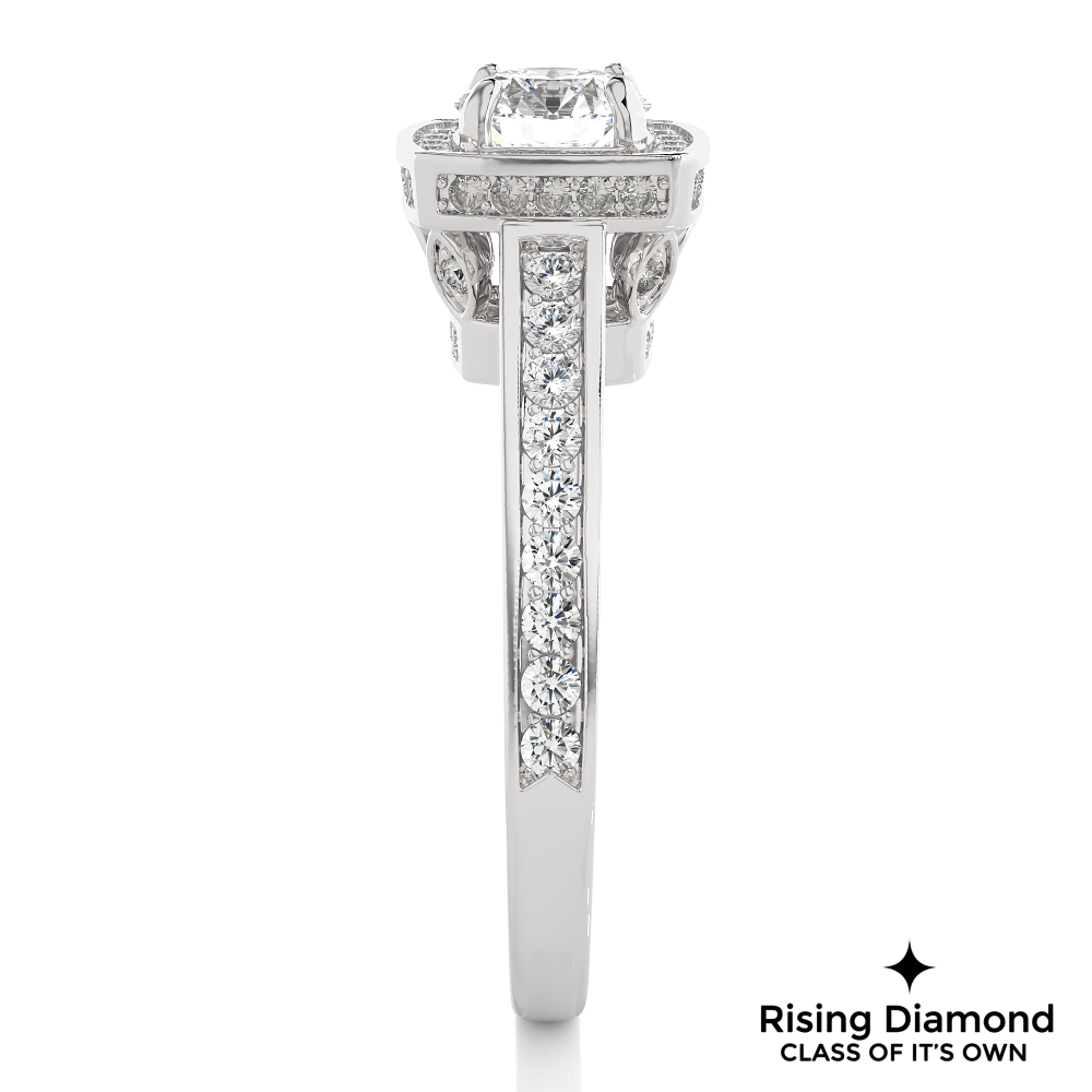 1.01 Ct Round Cut Colorless Moissanite Halo Engagement Ring