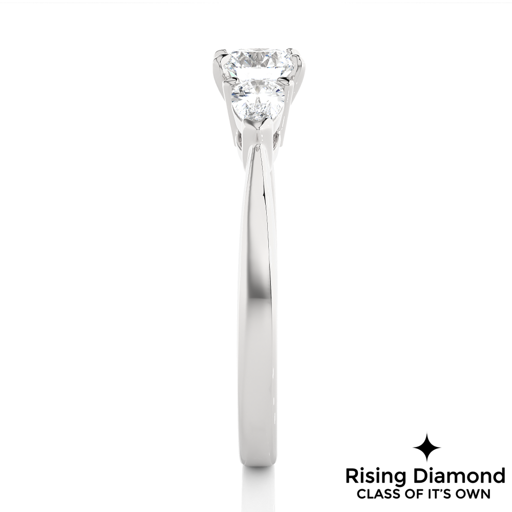 1.16 Ct Round Cut Colorless Moissanite Three Stone Engagement Ring