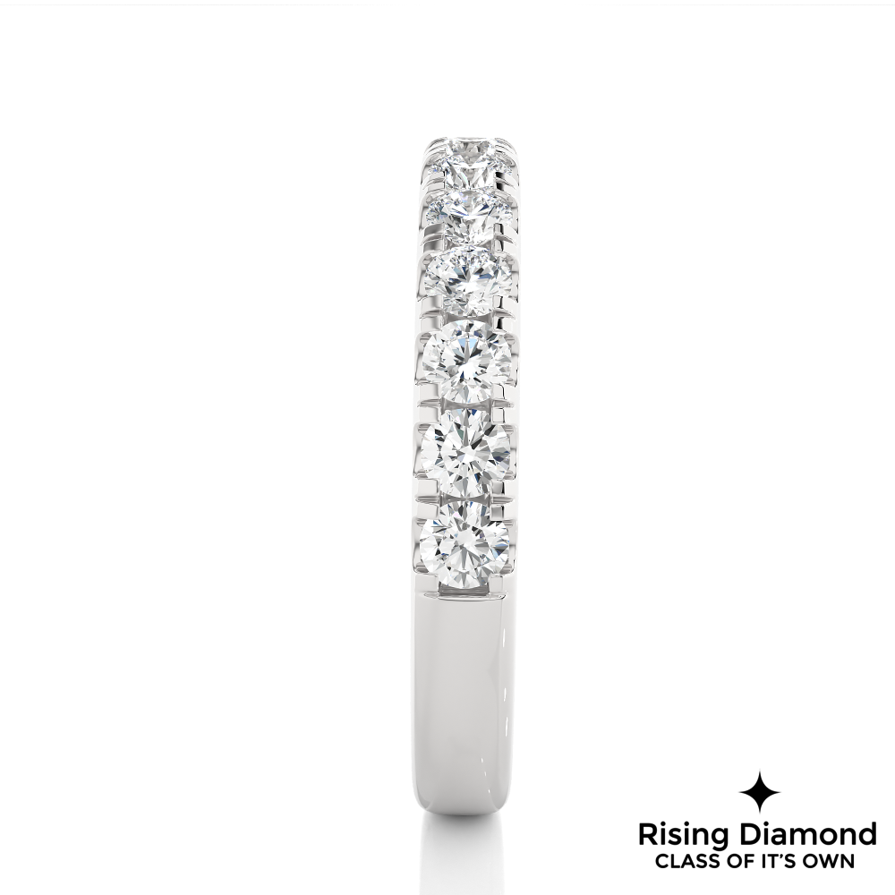 1.01 CTW Round Cut Lab Grown Diamond Half Eternity Wedding Band in V Pave Setting