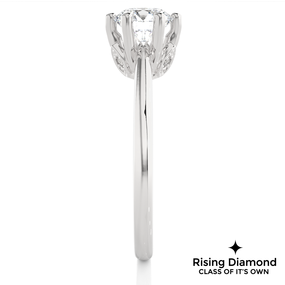 1.03 Ct Round Cut Colorless Moissanite Six Prong Engagement Ring