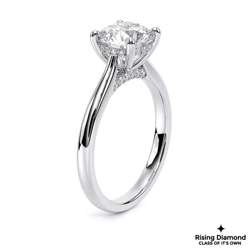 1.00 Ct Round Cut D-VS2 Lab Grown Diamond Cathedral Engagement Ring