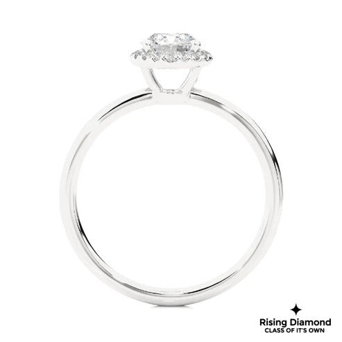 1.0 Ct F/VS1 Round Cut Lab Grown Diamond Halo Ring