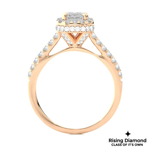 3.5 CT Emerald Cut Colorless Moissanite Halo Engagement Ring