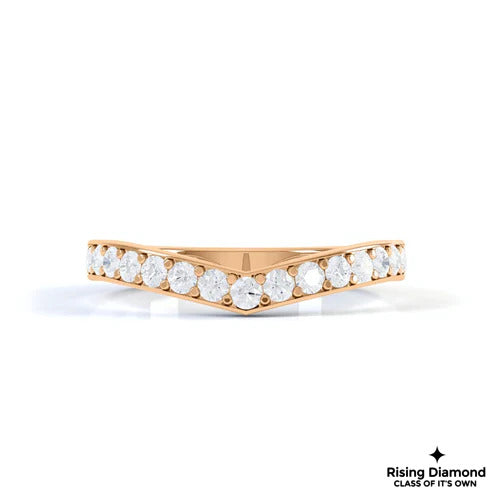 0.55 CTW Round Cut Colorless Moissanite Curved Wedding Band