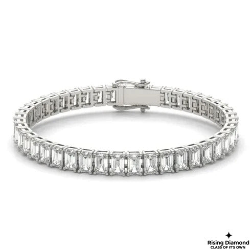 13.25 CTW Emerald Cut Colorless Moissanite Tennis Bracelet
