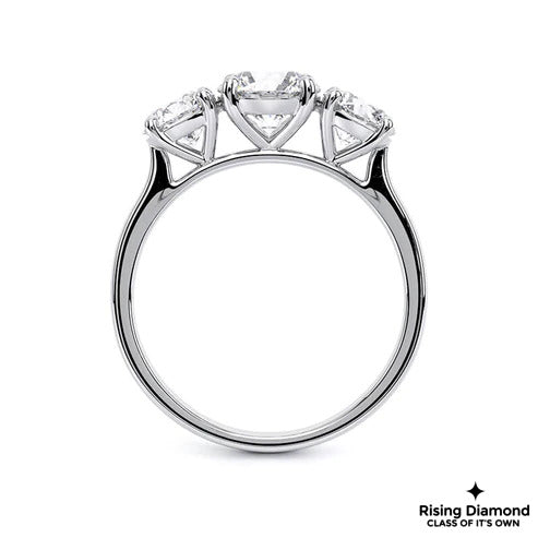 2.5 CT Round Cut Colorless Moissanite Three Stone Ring