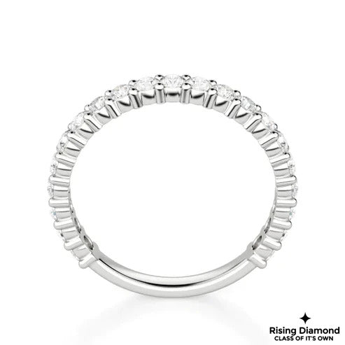 0.42 TCW Round Cut Colorless Moissanite Diamond Gold Wedding Band