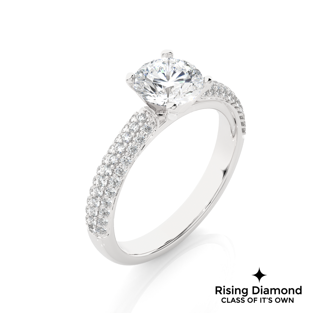 1.02 Ct Round Cut Colorless Moissanite Gold Engagement Ring