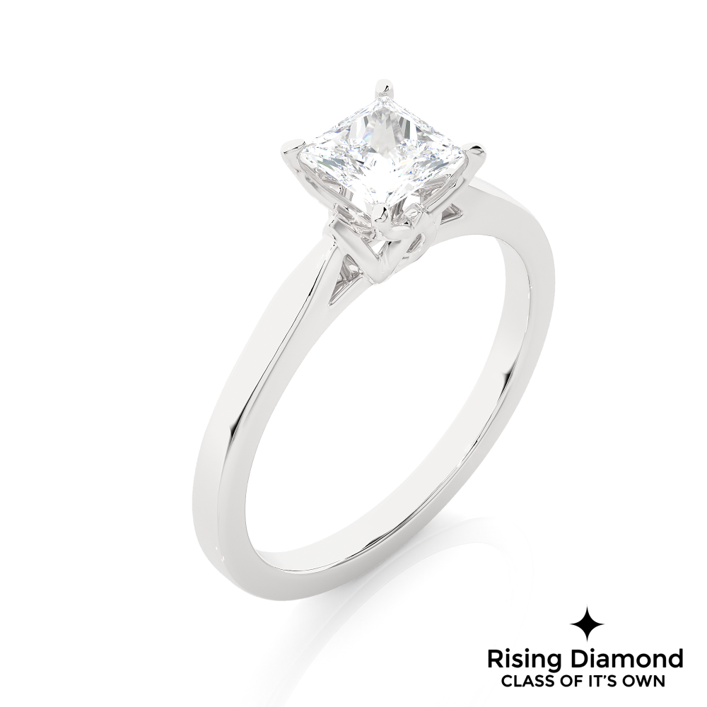 1.01 Ct Princess Cut Colorless Moissanite Solitaire Engagement Ring