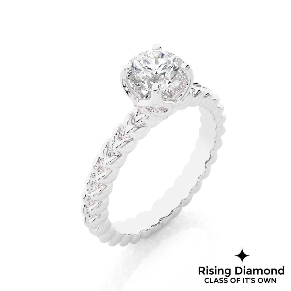 1.04 Ct Round Cut Colorless Moissanite Solitaire Engagement Ring