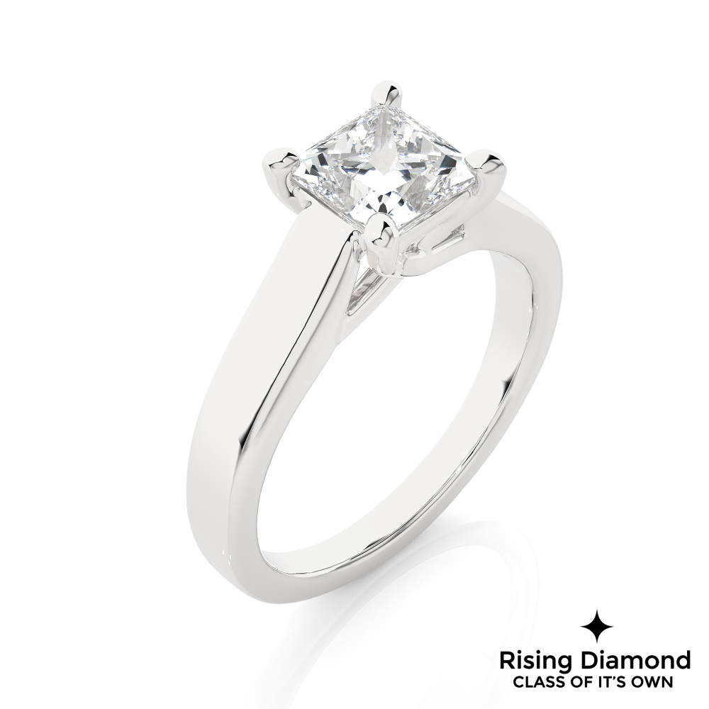 1.45 Ct Princess Cut Colorless Moissanite Solitaire Engagement Ring