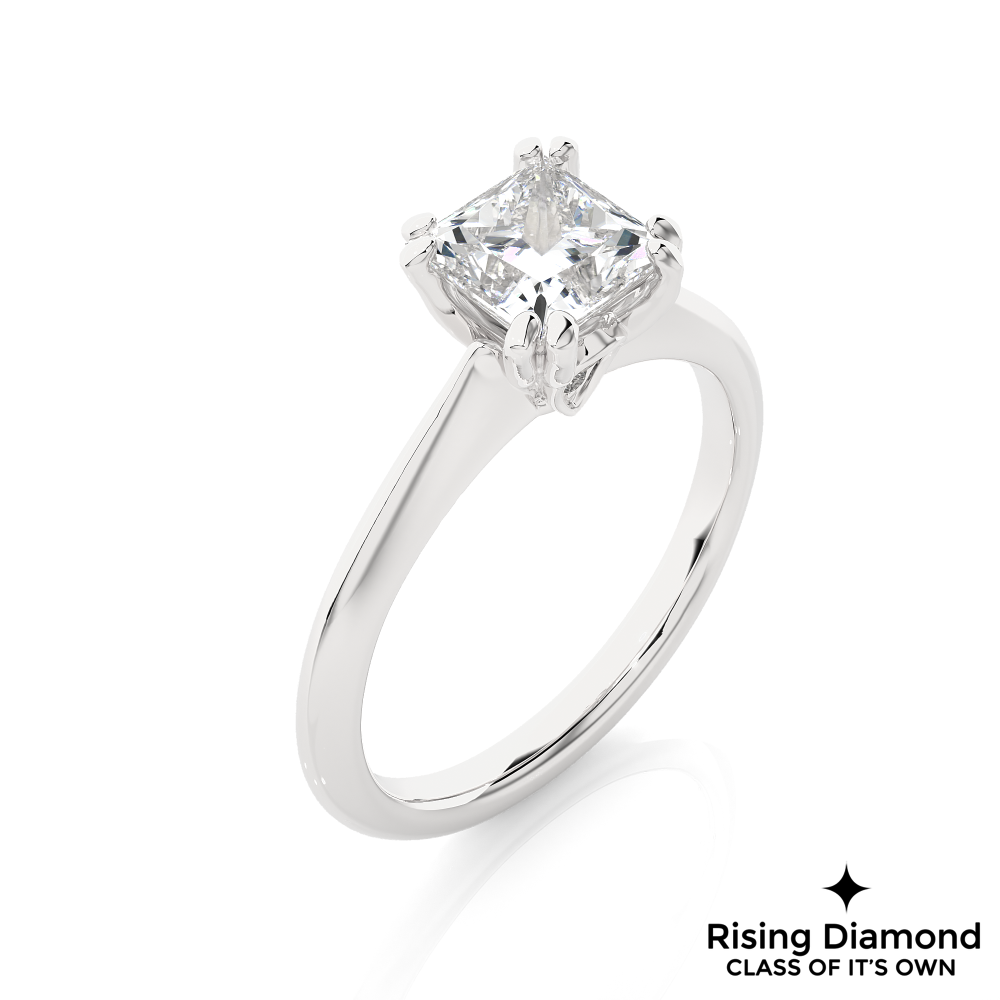 1.47 Ct Princess Cut Colorless Moissanite Engagement Ring