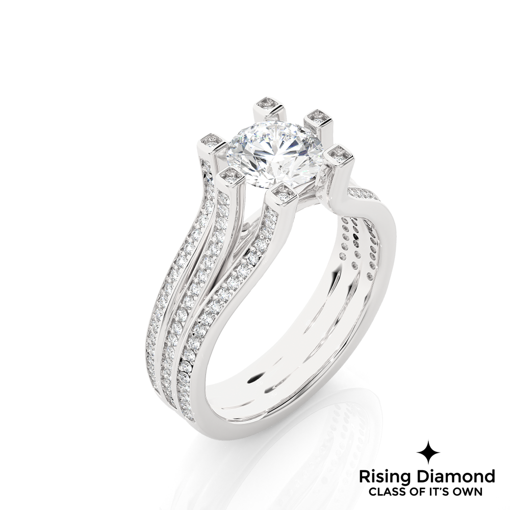 1.04 Ct Round Cut Colorless Moissanite Engagement Ring