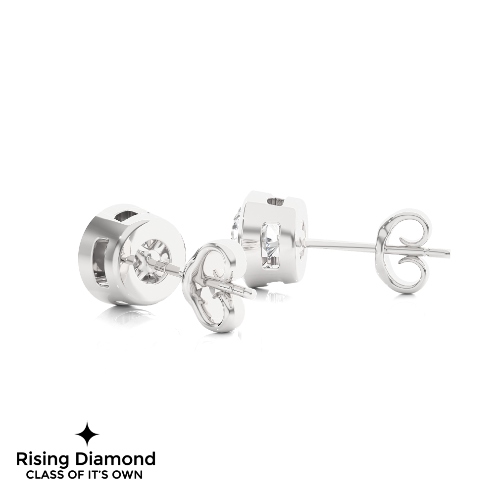 1.05 Ct For Each Round Cut Lab Grown Diamond Gold Stud Earring