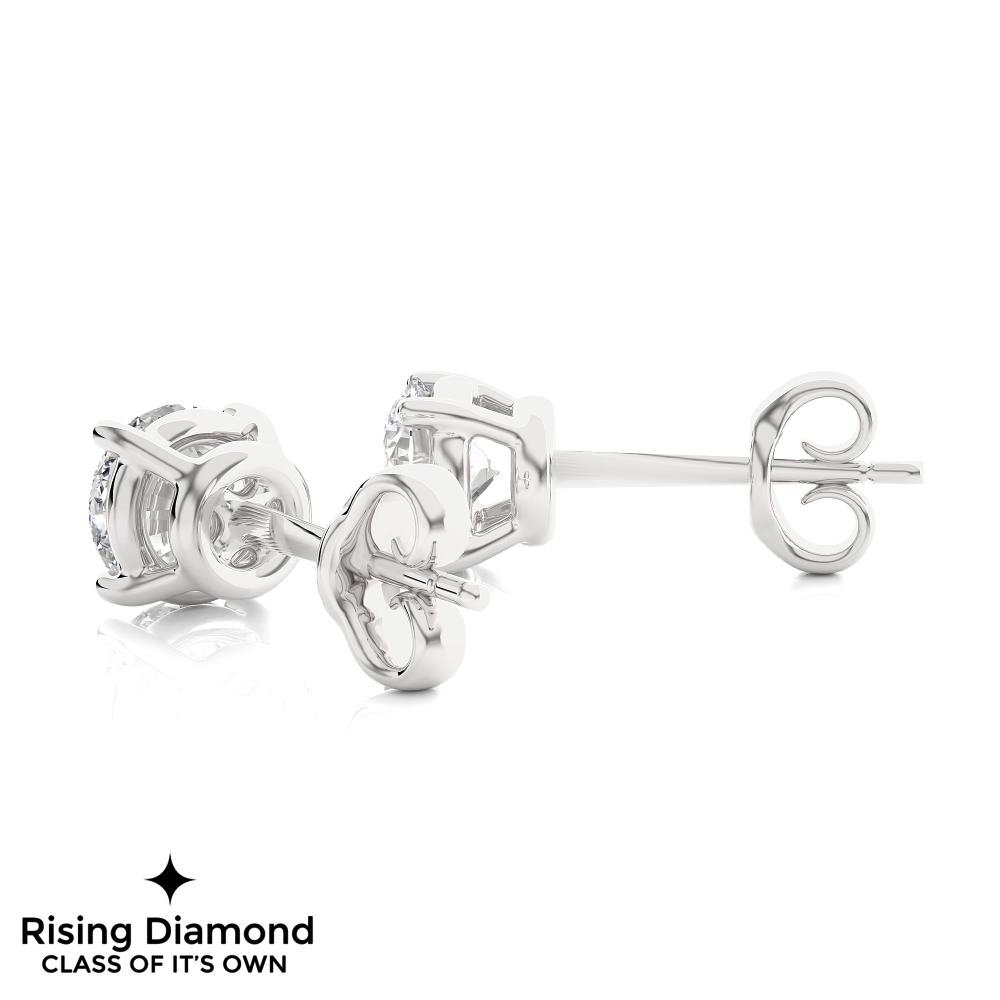 1.03 Ct For Each Round Cut Lab Grown Diamond Gold Stud Earring