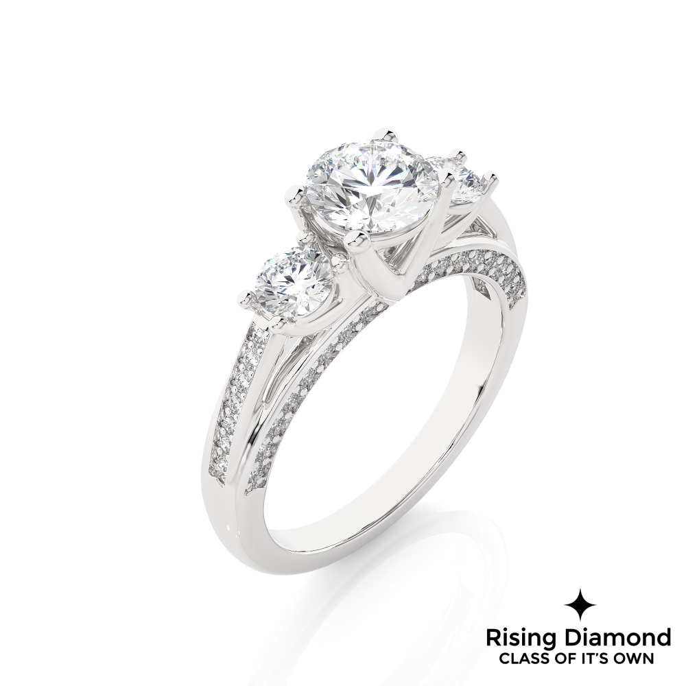 1.58 Ct Round Cut F-VS1 Lab Grown Diamond Gold Engagement Ring