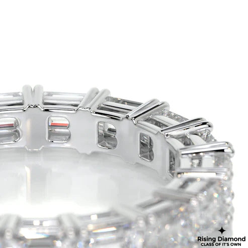2.85 CTW Emerald Cut Colorless Moissanite Wedding Band