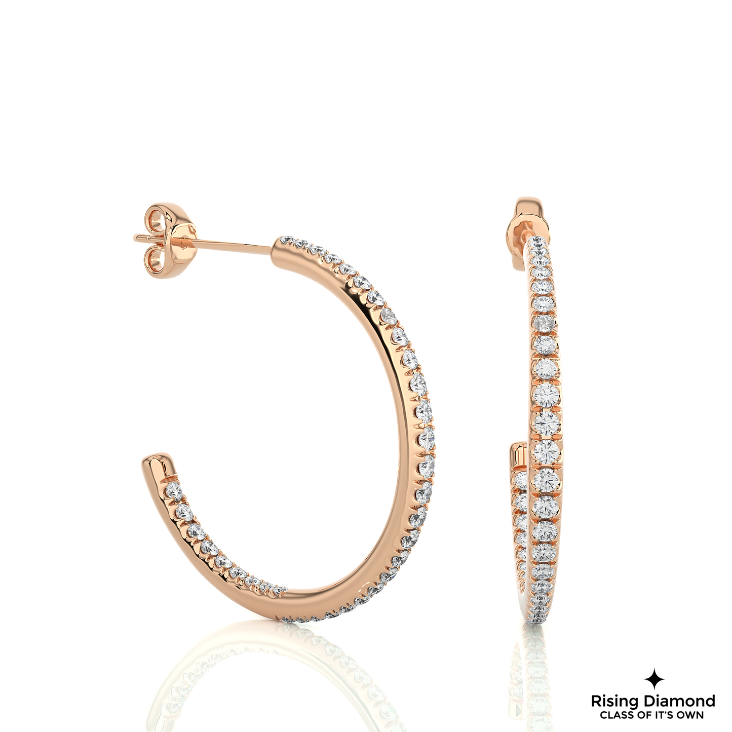1.02 CTW Round Cut Lab Grown Diamond Hoop Earring With Screw Back Closer