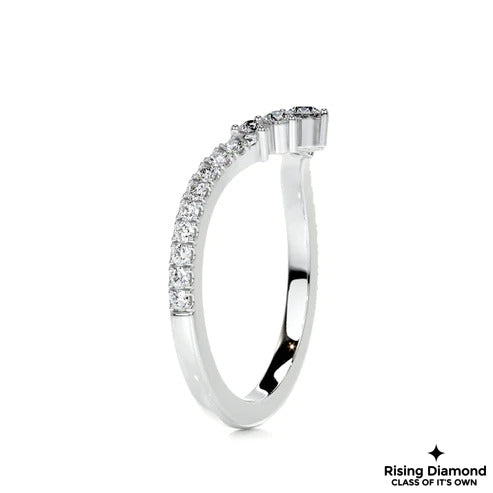 0.36 CTW Round Cut Colorless Moissanite Curved Band