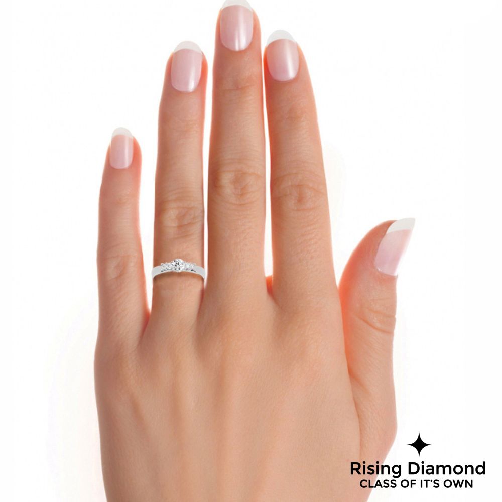 0.97 Ct Round Cut Colorless Moissanite Engagement Ring
