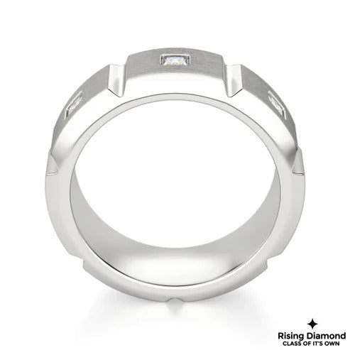 0.35 Ct Princess Cut Colorless Moissanite Gold Wedding Band