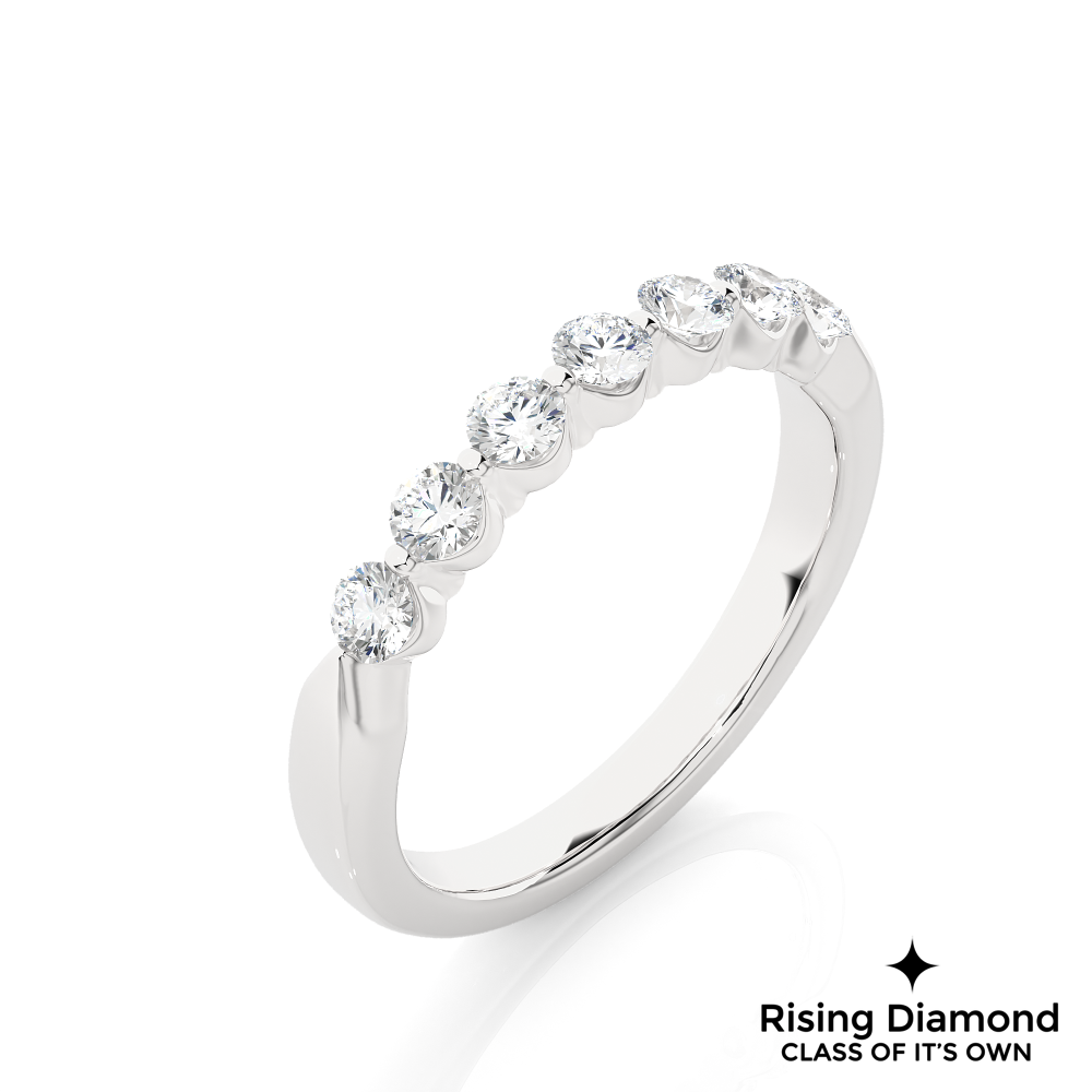 0.52 CTW Round Cut Lab Grown Diamond Eternity Wedding Band in Bubble Prong Setting