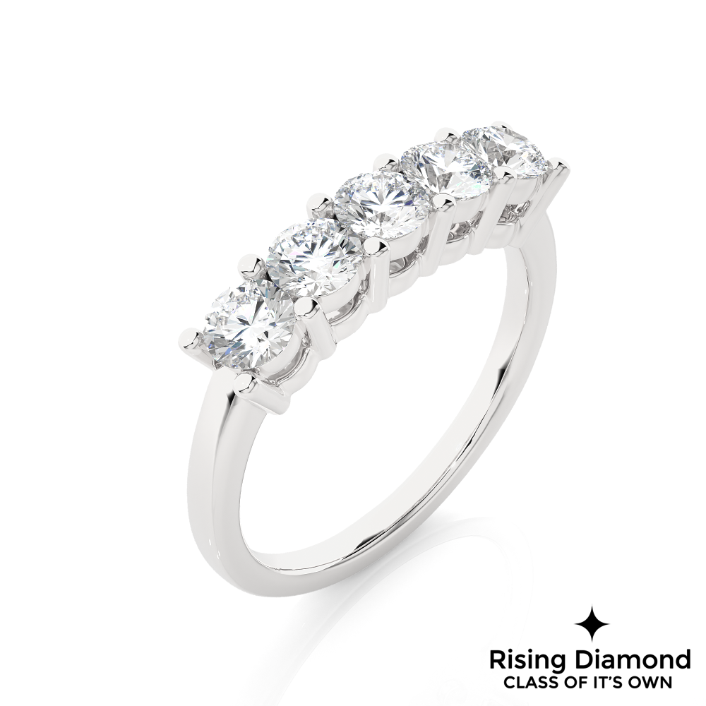 0.52 CTW Round Cut Lab Grown Diamond Five Stone Ring