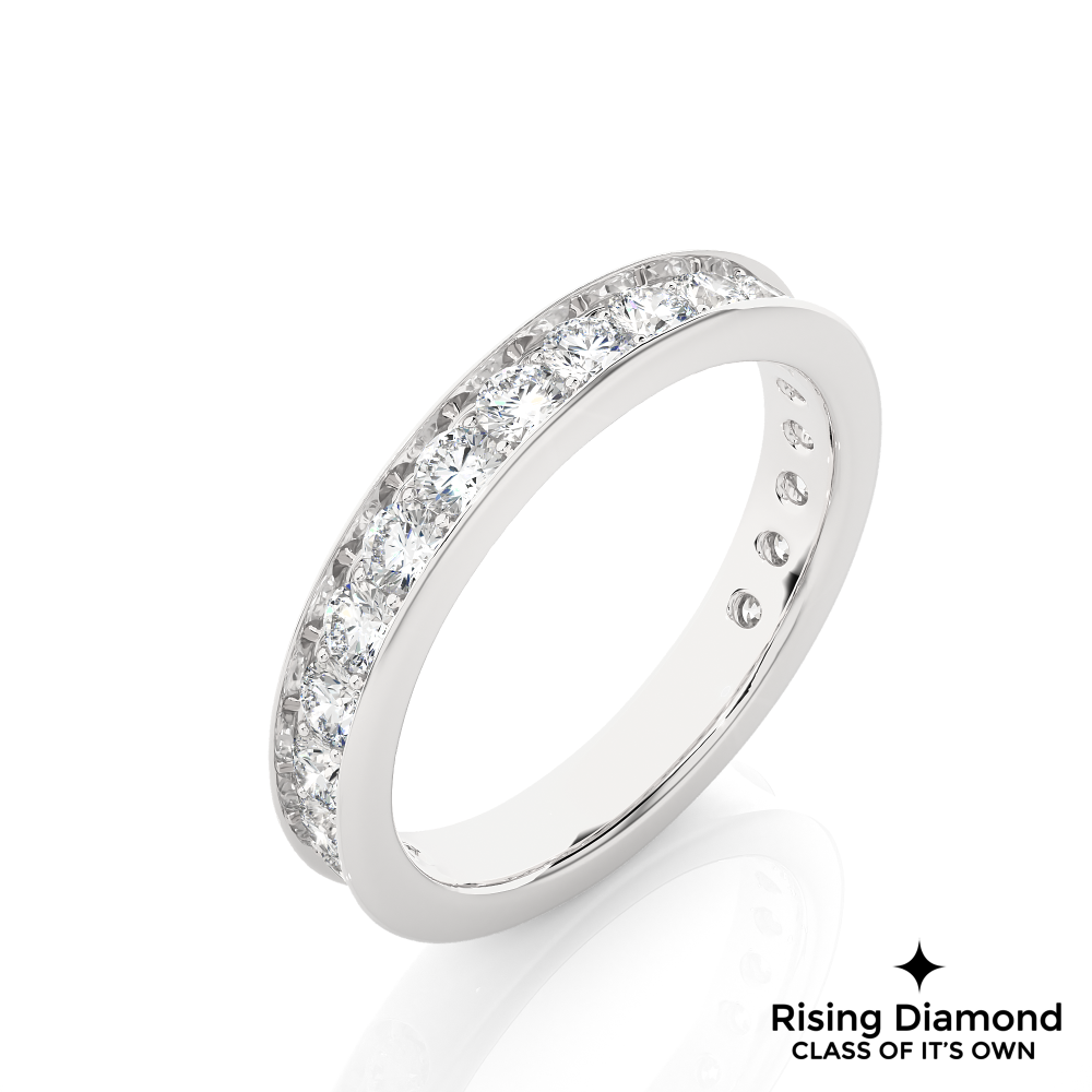 0.75 CTW Round Cut Lab Grown Diamond Eternity Wedding Band in Chanel Setting